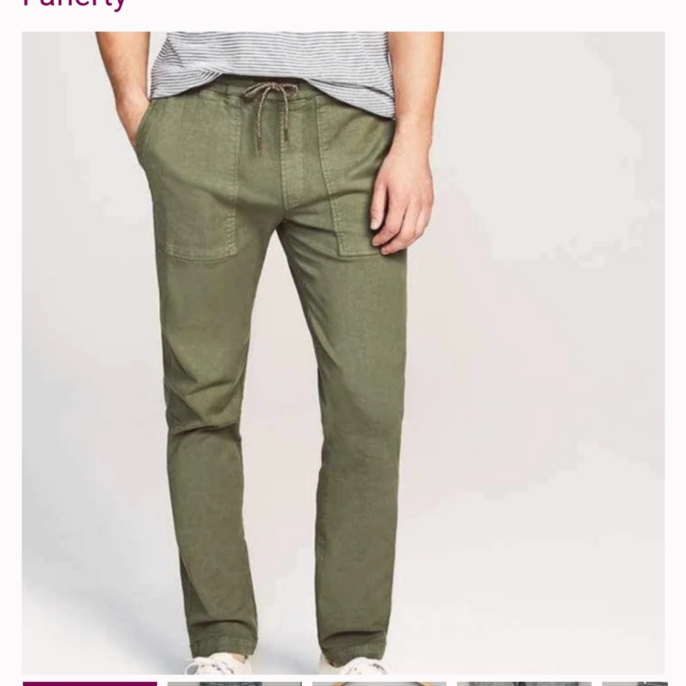 Faherty Men's army green traveler Casual Pants Small